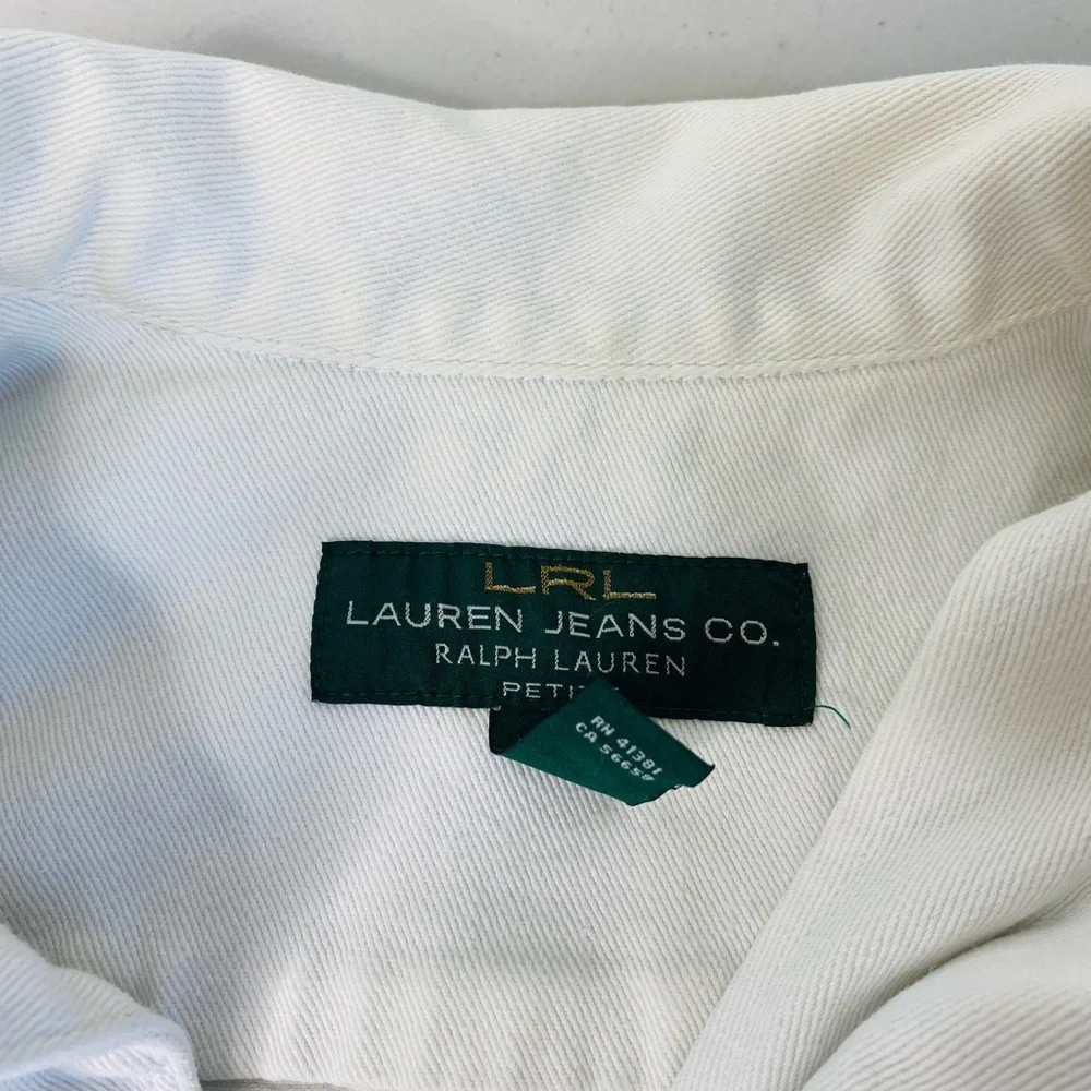 Lauren Jeans Co White Denim Jacket Size Small Petite Vintage Casual - Picture 10 of 11